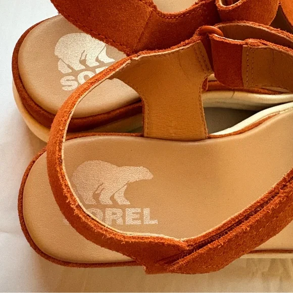 Sorel sz 8 Cameron Flatform Women's Wedge Sandal Suede Leather Comfort